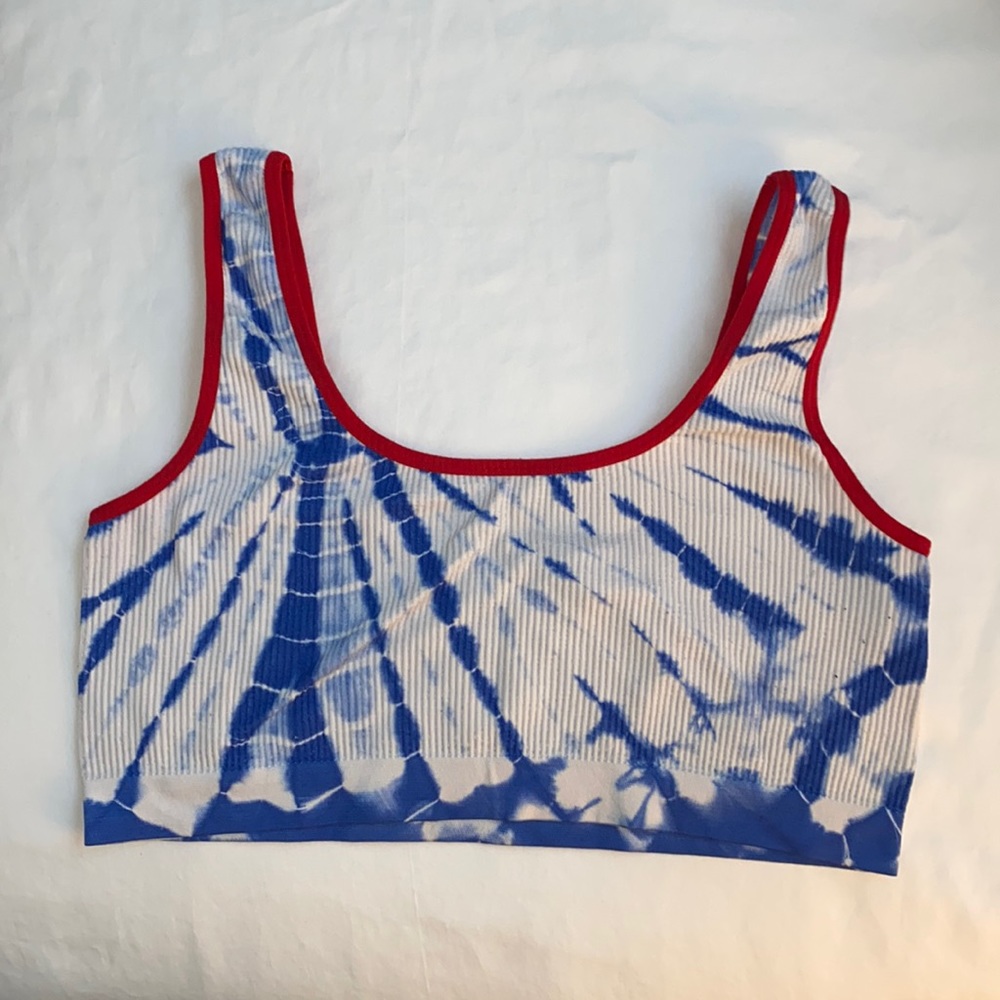 RED WHITE BLUE TIE DYE COLSIE TARGET SPORTS BRA SIZE XL